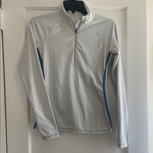 Gray Quarter-Zip Pullover with Blue Accents
